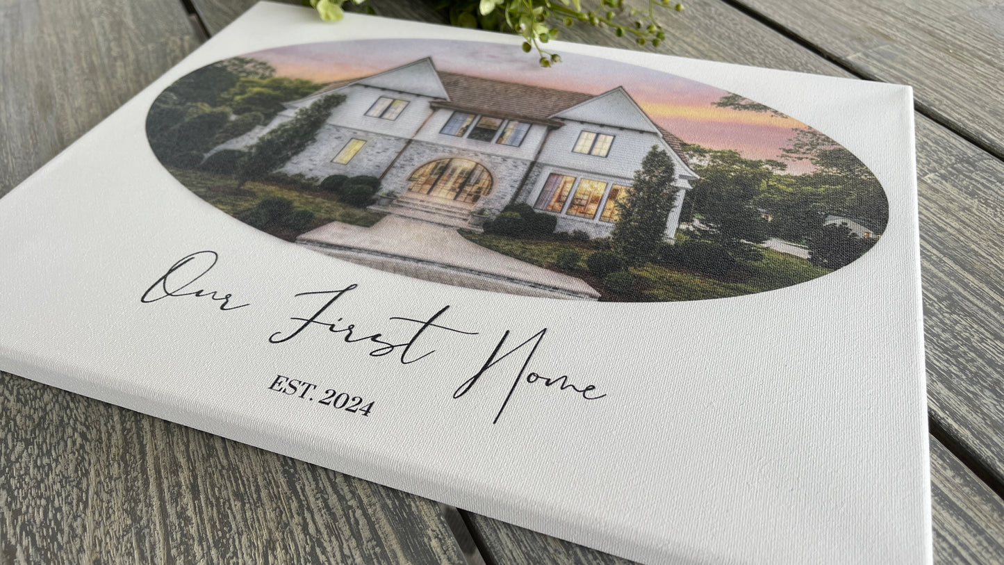 Custom Home Canvas Print for Realtors | 16”x12” | Personalized Real Estate Gift