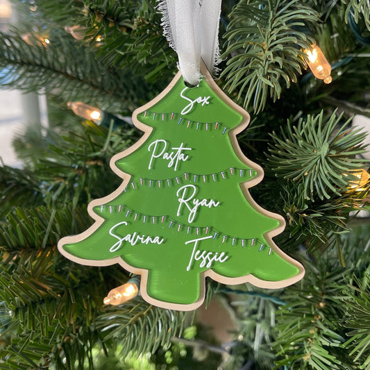 2024 Family Christmas Tree Ornament, Cute Christmas Family Ornament, Acrylic Wood Christmas Ornament, Personalized Christmas Gift Ornament