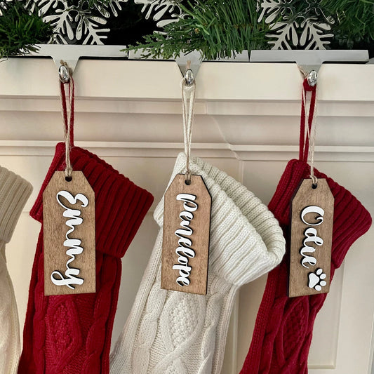 Wood Gift Tag, Custom Christmas Tag, Personalized Stocking Tag, Handmade Gift Tags, Wooden Name Tags, Employee Gift Tag