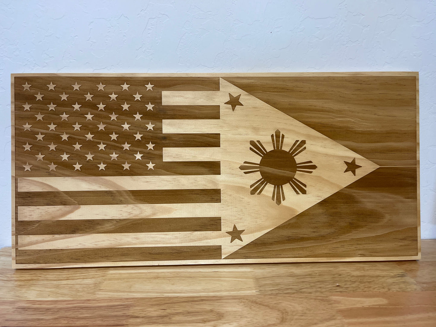 American and Filipino Flag, Citizen Gift, Patriotic Flag, Dual Citizen Gift, Laser Engraved Gift