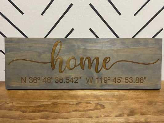 Geo-Coordinate Home Sign