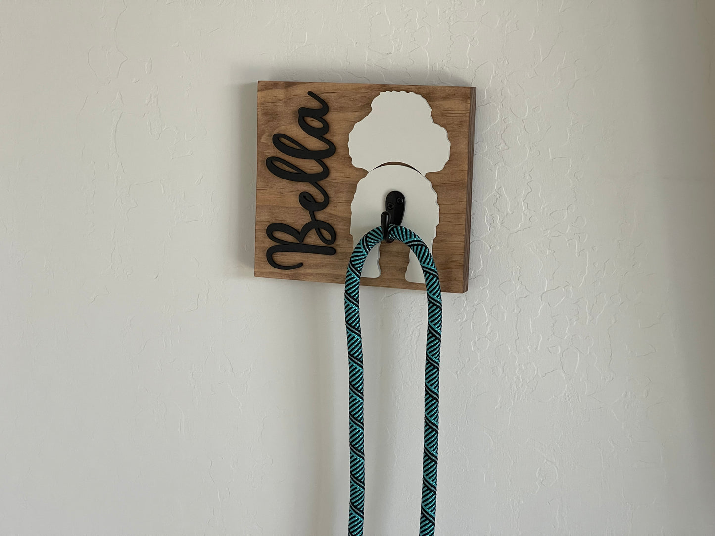 Personalized Name 3D Dog Leash Hook Holder, Wood Sign Hanger, Laser Cut Wood Name, Dog Name Sign